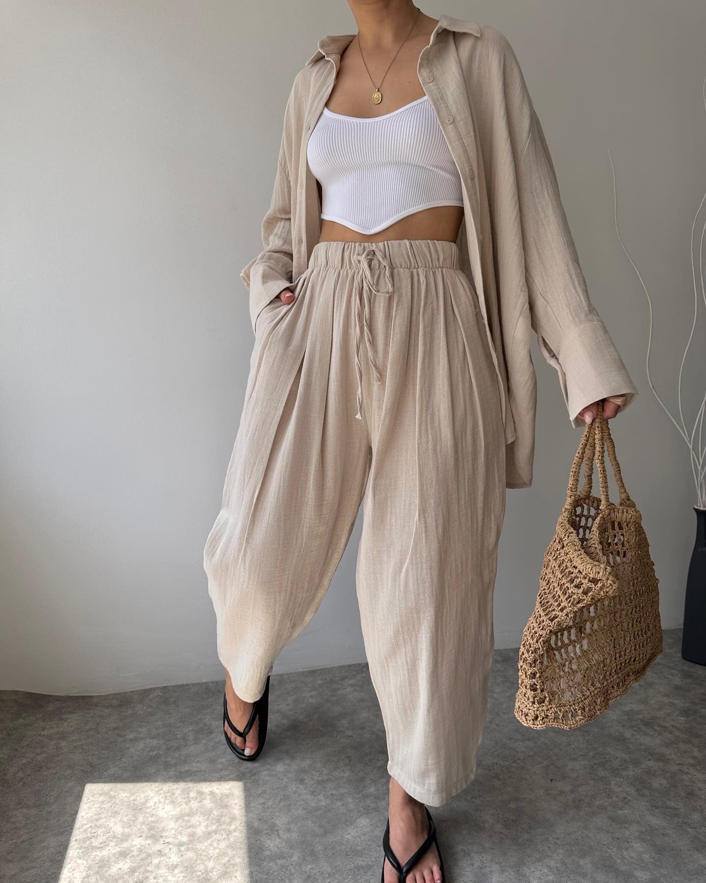 Completo Da Donna Con Pantaloni, Due Pezzi, Elegante Camicetta In Mussola E Pantaloni Larghi In Lino, Lungo, Elegante, A Maniche Lunghe, Completo Da Casa Y2K, Outfit Autunnale