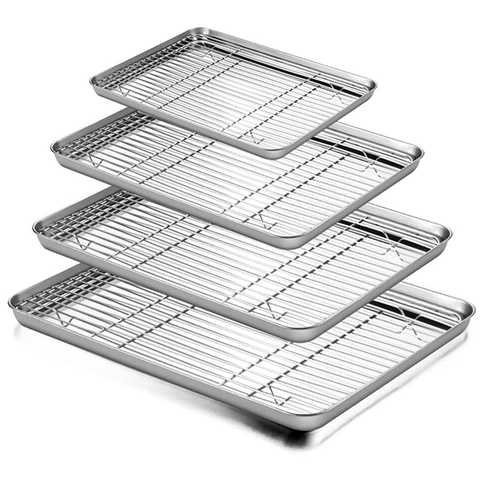 Juego de 2 bandejas antiadherentes de Acero Inoxidable para Hornear Pasteles, Pan, Rejilla para Hornear, Utensilios de Cocina, Rejilla para Enfriar sartenes.