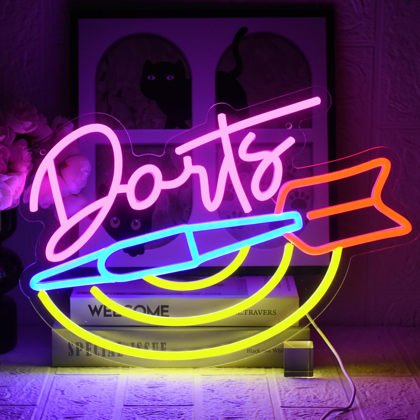 UExnkj-Y Darts Neon Sign LED Bar Neon Lights Wall Decoration USB powered LED neon light with dimmable switch suitable for game room,club,party,nightclub,gift,Halloweenwall decoration
