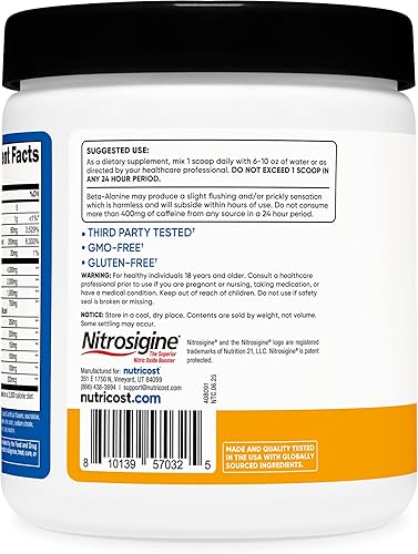 Miniatura 4 de Nutricost Polvo complejo pre-entrenamiento (30 porciones, mango melocotón) - Suplemento preentrenamiento con beta-alanina, taurina y aminoácidos