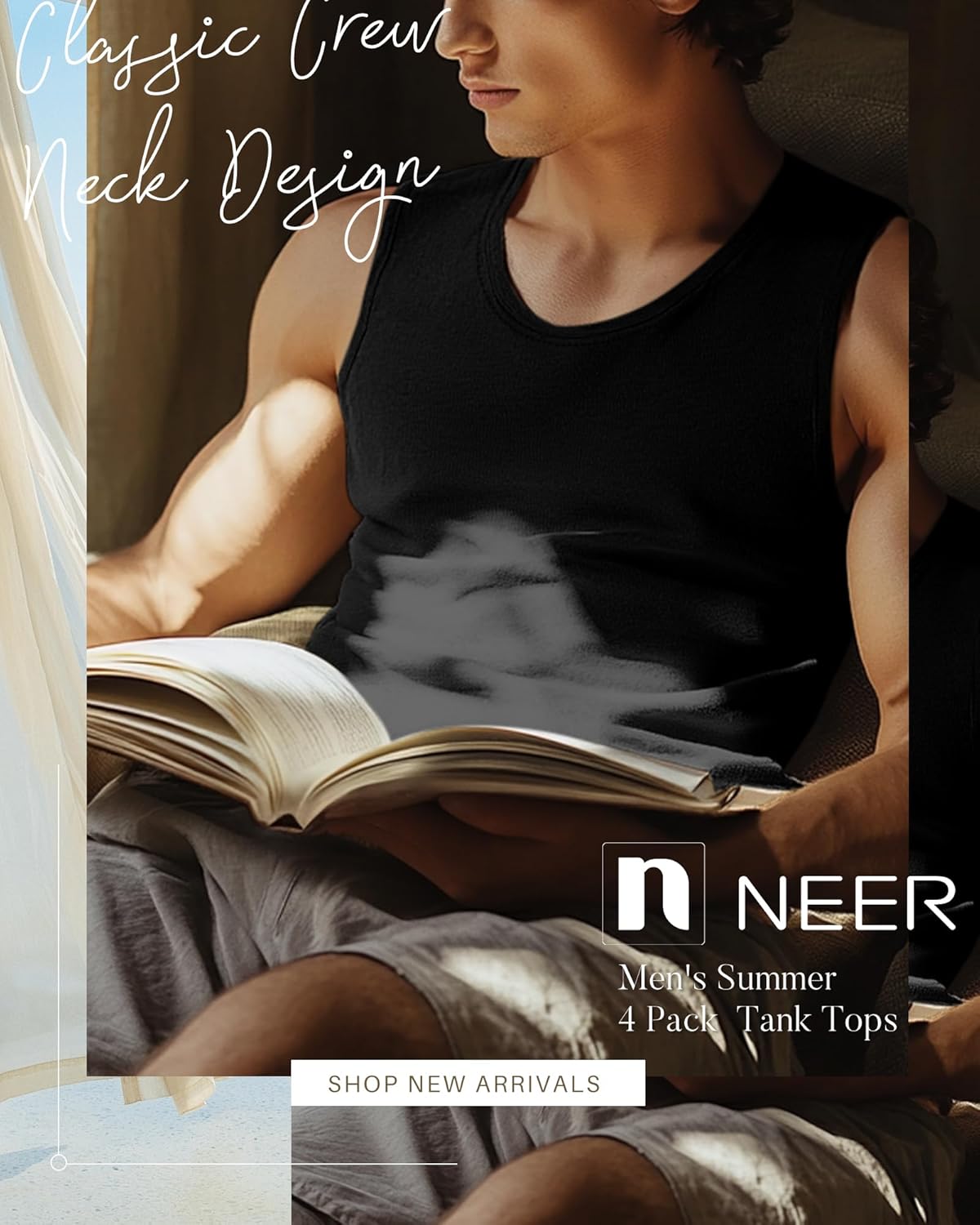Neer 4 Pack Men's Big & Tall Tank Tops, Sleeveless Cotton Crew Neck T Shirts Casual Classic Shirts Muscle Quick Dry Tees - Image 3