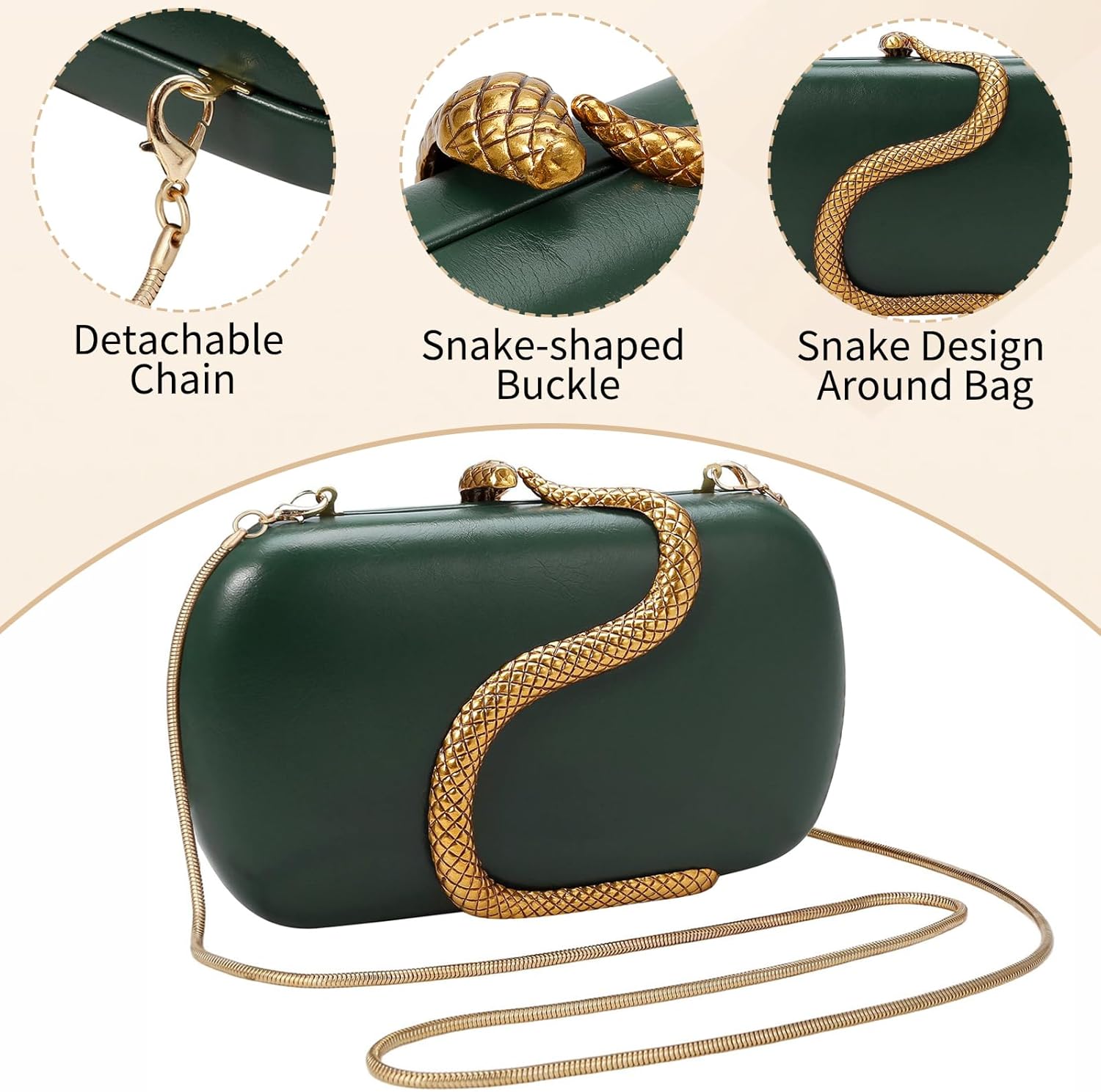 YYW PU Leather Purses for Women Evening Clutch Bag with Chain Women Handbags Evening Bag for Wedding Party Prom