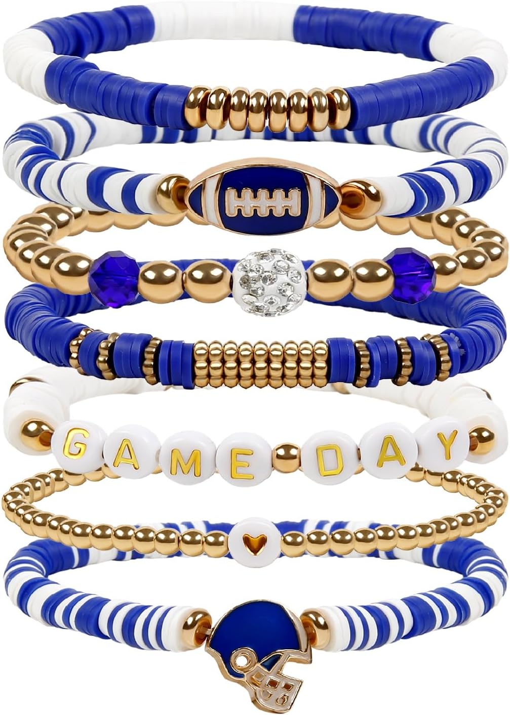 Game Day Football Bracelets for Women: Stackable Stretch Sports Bracelets for Fans, Football Mom Accessories & Outfits