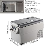 Réfrigérateur 12 volts VEVOR 35L (37 quarts) portable, petit refroidisseur avec 12/24V DC et 120-240V AC, réfrigérateur de voiture -4°F-68°F pour camion, VR, bateau, camping et voyage
