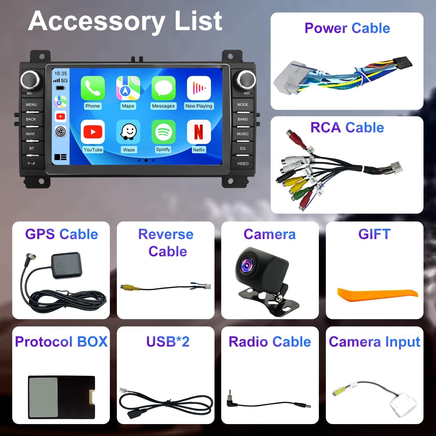 Upgrade Car Radio for Jeep Grand Cherokee 2011-2013, Dodge Durango 2011-2013, 7 Inch Android 13 Touch Screen Headunit Stereo with Wireless Carplay Android Auto Bluetooth GPS WiFi FM SWC Backup Camera