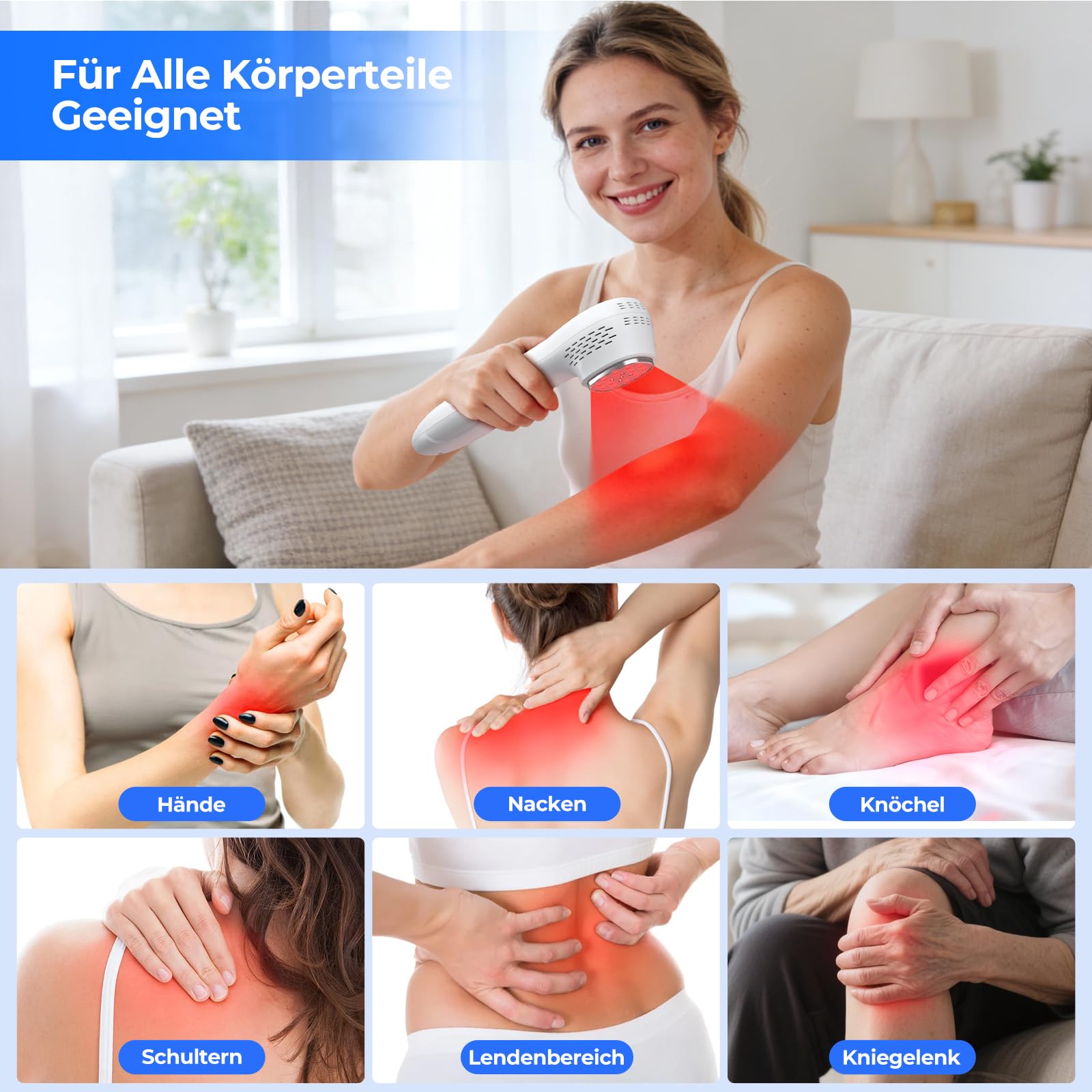Morfone Rotlicht Handgerät, 5x808nm + 12x650nm, 3600mAh Tragbar Infrarotlampe, 4 Modi Rotlichtlampe zur Muskel, Ganzkörper & Gesicht für Menschen Haustiere, Mit Schutzbrille & Ständer, Weiß