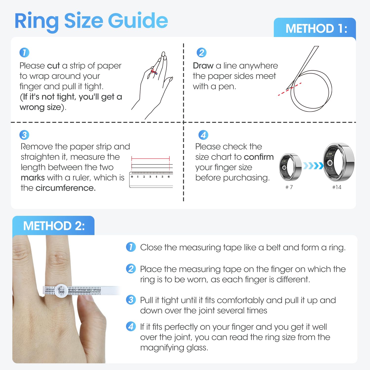DEKELIFE 2024 Smart Ring Uomo Donna, Anello Smart Fitness Tracker con Frequenza Cardiaca, SpO2, Monitoraggio del Sonno, 100+ Modalità Sport Impermeabil IP68 per Android e iOS, Misura 14, Argento