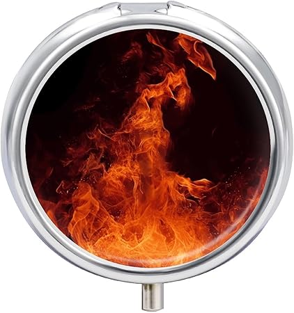 Dancing Fire Pill Box,3 Compartments Round Small Pills Case Moisture ...