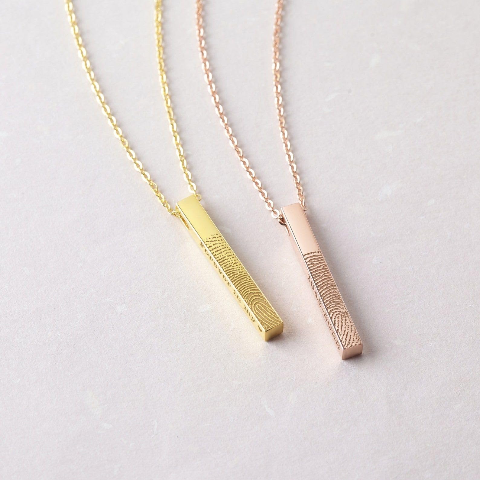 En recuerdo de para hombre, real collar con huella digital, huella del pulgar joya barra collar con digital para Deceased papá Día de la Madre Navidad cumpleaños aniversario