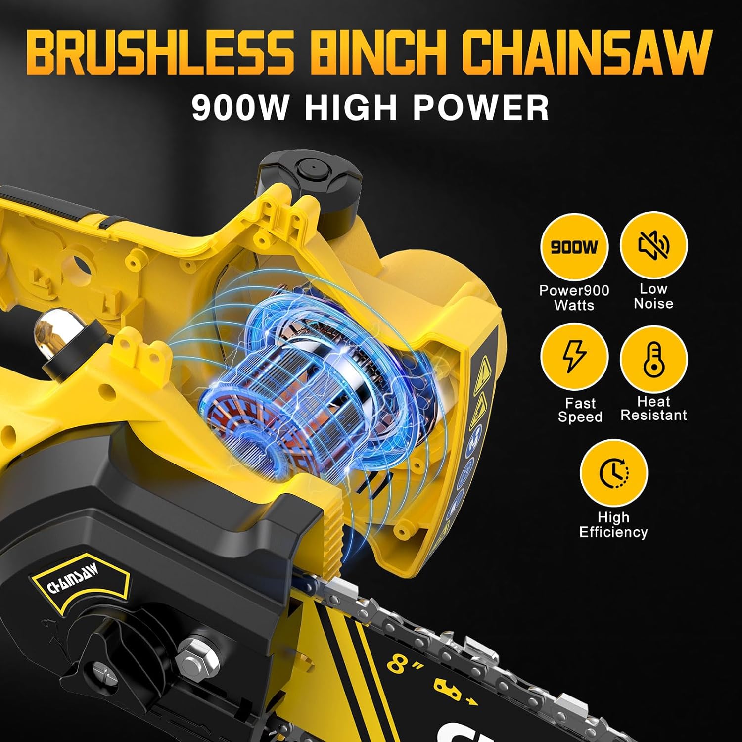 2-in-1 Cordless Pole Saw, 8 Inch Brushless Pole Chainsaws Compatibility with DEWALT 20V MAX Battery, 8 lb Lightweight, Auto Oiling, 14.8 FT MAX Extension Pole Saws for Tree Trimming(No Battery)
