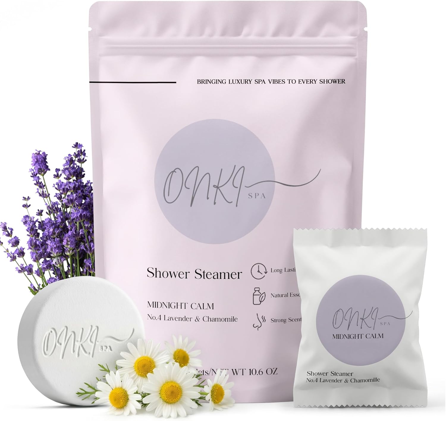 Shower Steamers Aromatherapy 6 Pack – Relaxation, Self Care, Stress Relief, Spa Gifts for Women & Men (Lavender & Chamomile)