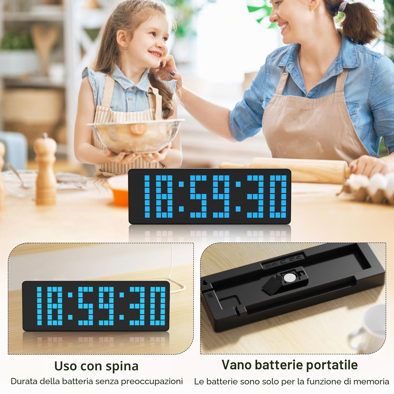 Timer Palestra, Orologio Palestra Digitale da 13,2" LED Orologio da Parete Digitale Grande con Conto alla Rovescia/Cronometro per Allenamento per Uso Interno ed Esterno Casa Esercizi Sportivi (Blu)