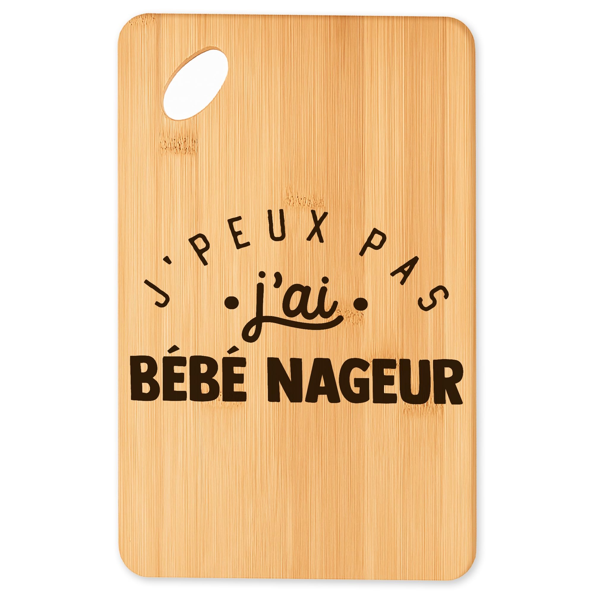 Planche à Découper Mug J'peux Pas J'ai Bébé Nageur Blanc et Plateau Apéro