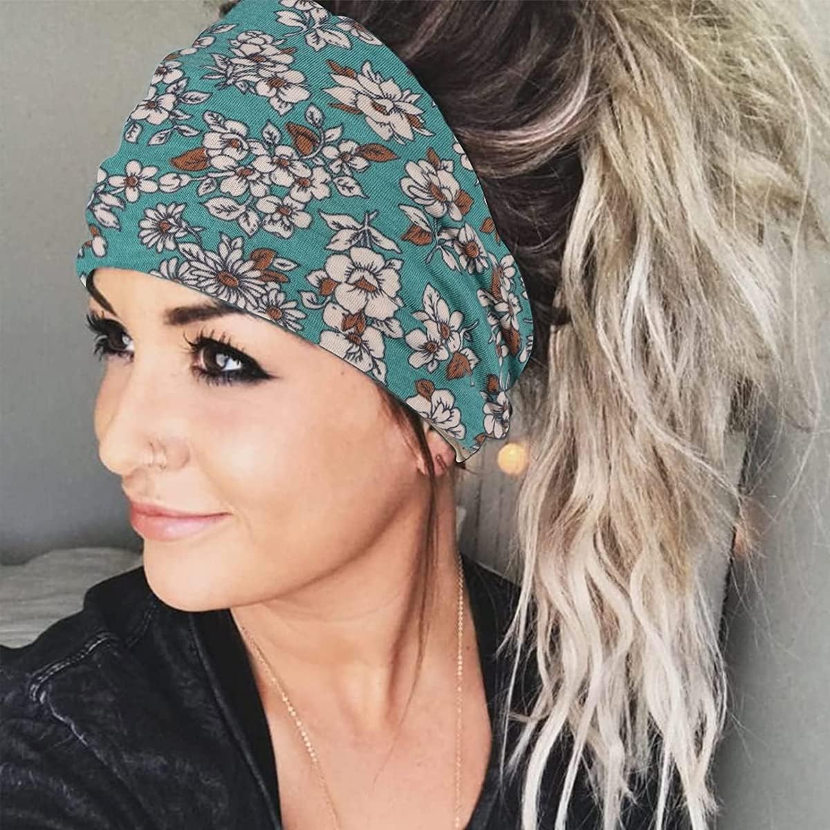 Proberos® Wide Headbands for Women, Boho Bandeau Head Bands, Workout Head Wraps, Stretch No Slip Hair Wraps Pack of 4 (Gorgeous)