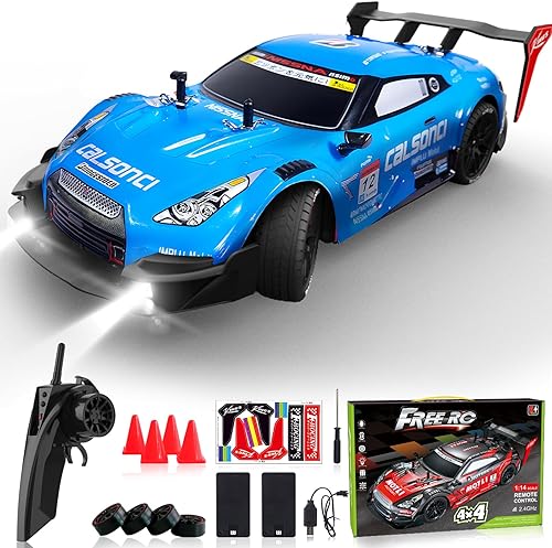 Coche de control remoto RC Drift Car escala 116 4WD RC Car con luces LED 2.4GHz 17.4 mih RTR de alta velocidad de carreras de juguete deportivo para