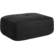 Black Ottoman for Modular Sectional Sofa, Corduroy Deep Seat for Oversized Compressed Boneless Sectional Couches for Living Room Bedroom Apartment, Cloud Sofa Couch Set, Memory Foam, No Assembly