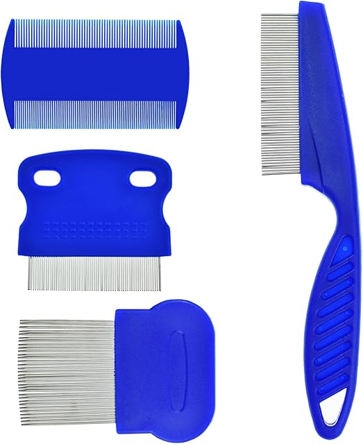 4 Pcs Pet Comb for Cat Dog Flea Lice Tear Stain Remover Combs Fine Tooth Grooming Removal Tool