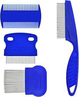 4 Pcs Pet Comb for Cat Dog Flea Lice Tear Stain Remover Combs Fine Tooth Grooming Removal Tool Blue