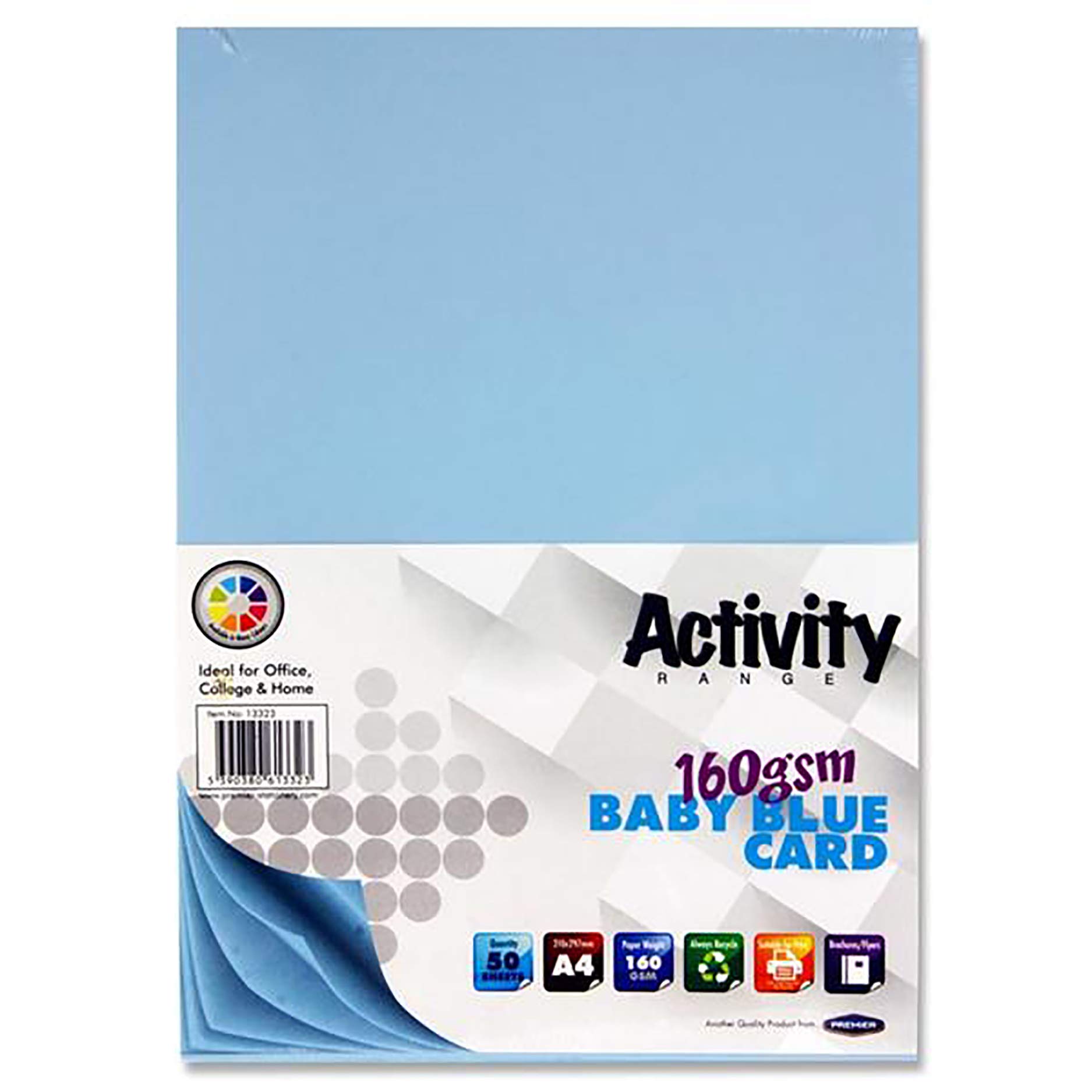 Premier Activity A4 160gsm Card – 50 Sheets in Baby Blue