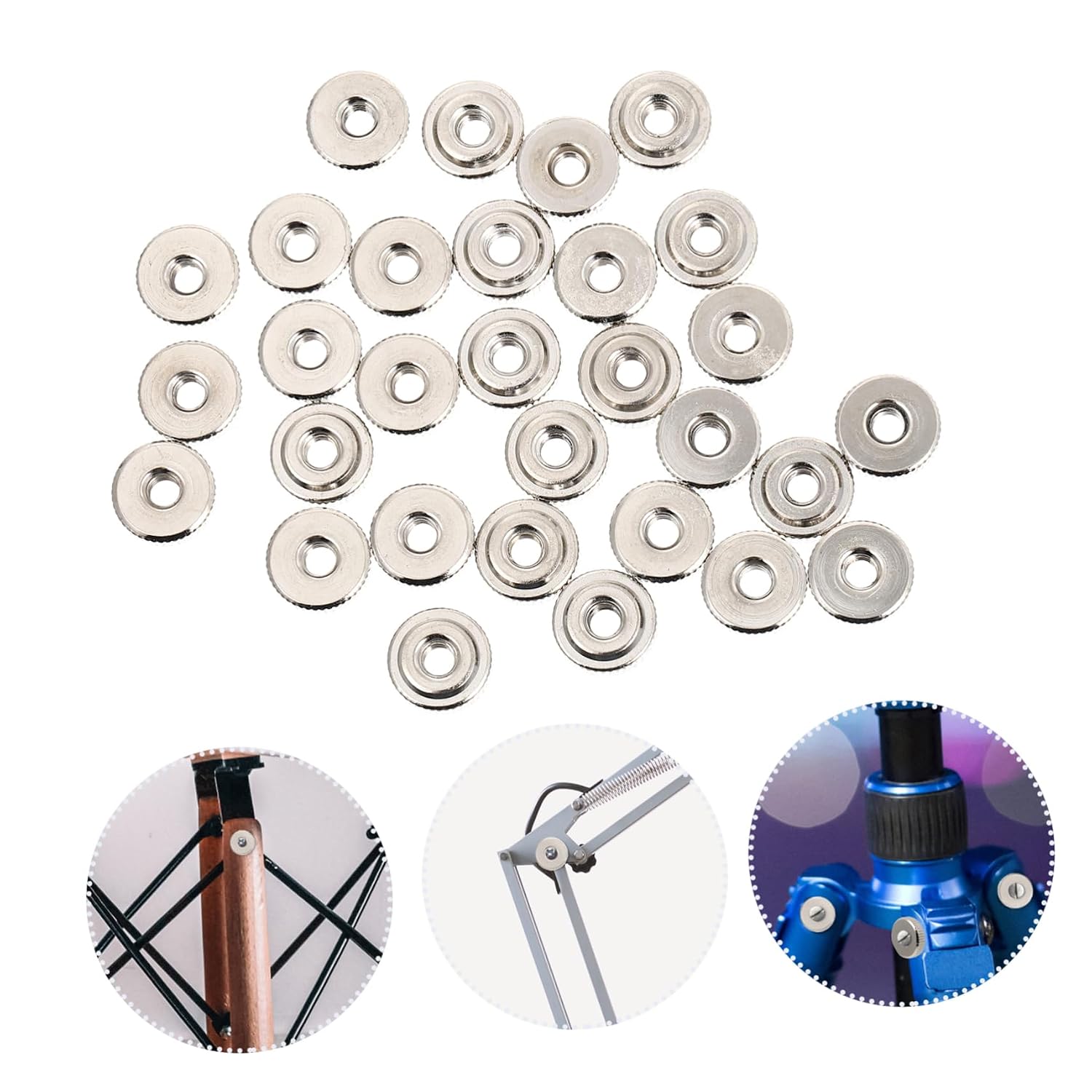30pcs Knurled Thumb Nuts Connector Set Silver Tone Lock Nuts High Head Furniture Installation