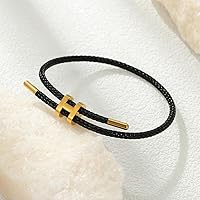 Vista 4 de AIMADE Pulseras para mujer, pulsera ajustable con abalorios, hebilla chapada en oro de 18 quilates, cuerda de alambre de acero de titanio, joyería