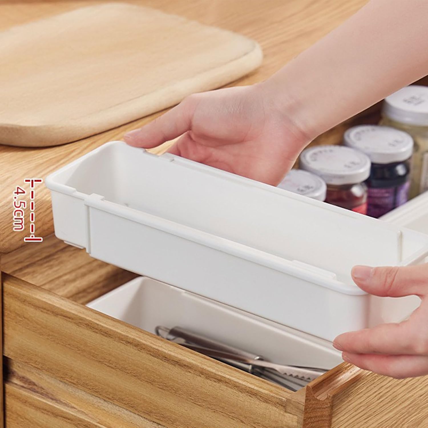 Expandable Drawer Storage Holder White Tray for Kitchen Bathroom Work Supplies Craft Storage Divider