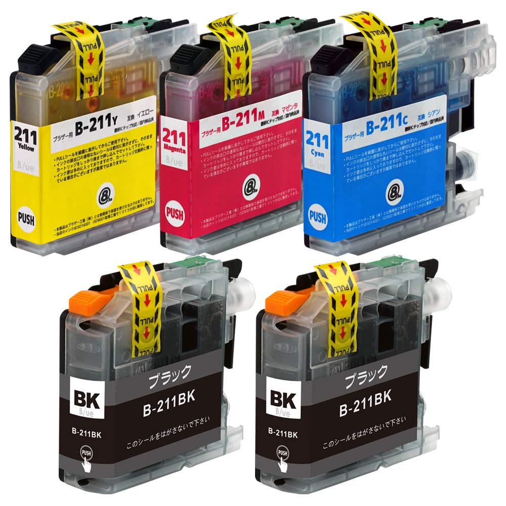 Amazon.co.jp: LC211-4PK 【 顔料4色+BKセット 合計5本 】 (ブラザー用