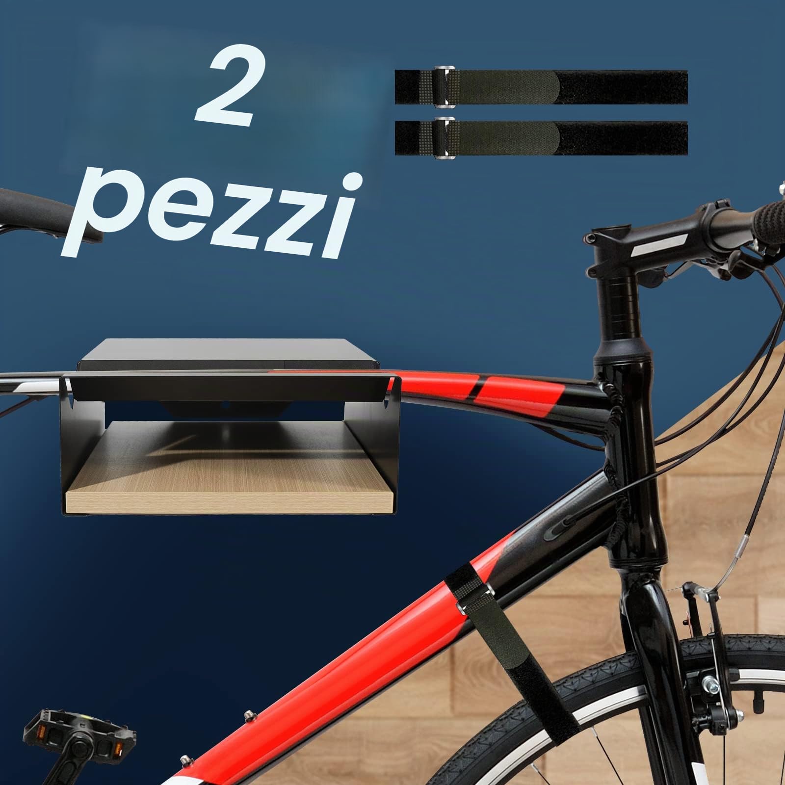 MOSHAY Supporto da parete per bicicletta, in alluminio e legno, supporto per bicicletta da strada, bici da ghiaia, bici da turismo, supporto da parete per interni per garage e soggiorno