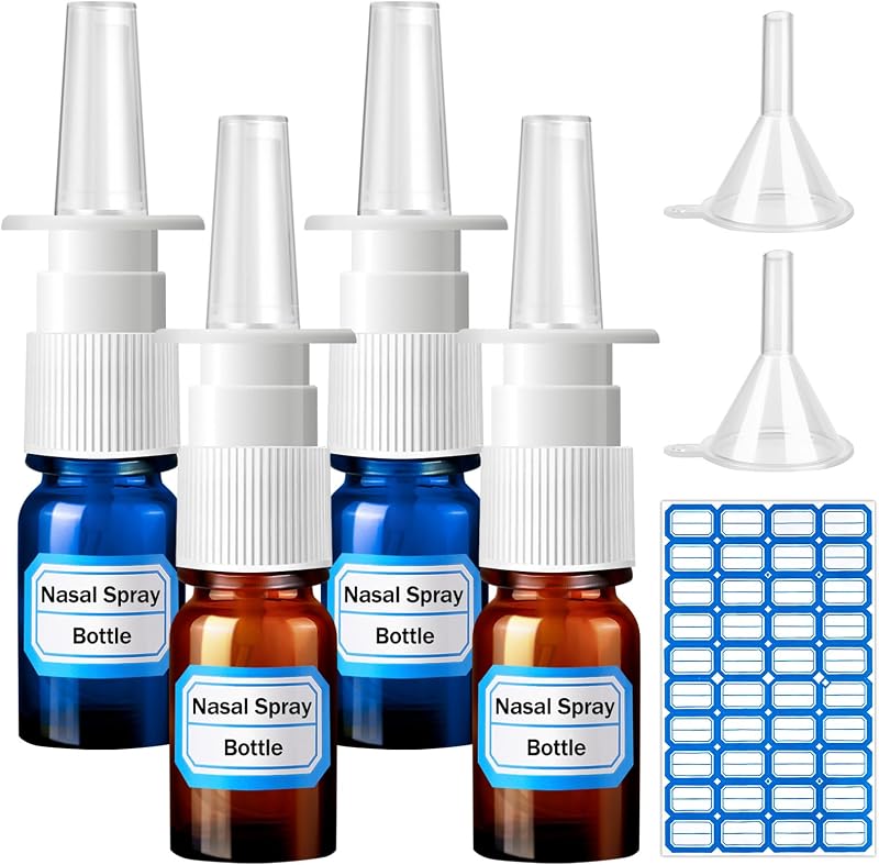 Frascos de spray nasais de vidro recarregáveis ZHWKMYP, 5 mL, pacote com 7