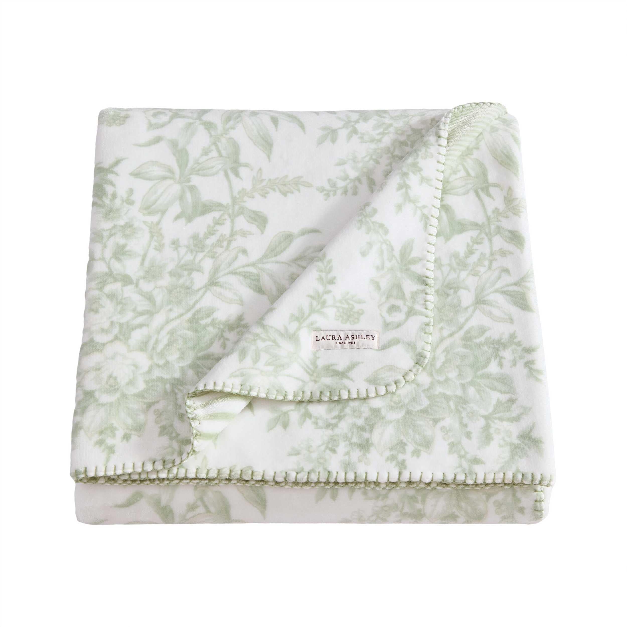 Laura Ashley - Reversible Throw Blanket, 50 x 70, Ultra Soft Plush Blanket for Blanket for Bed & Couch, Cozy Decorative Throw, Toile Delight Green