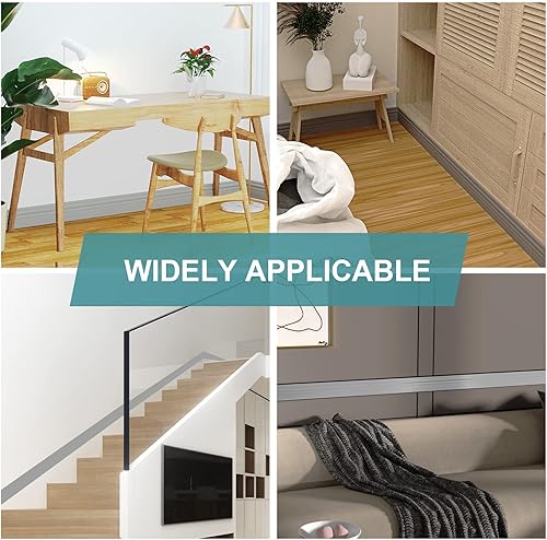 Miniatura 6 de Yuzzy Moldeo para placa base de pared de goma autoadhesiva, 4 pulgadas x 10 pies, molduras de vinilo para zócalo de pared para base de piso, base de