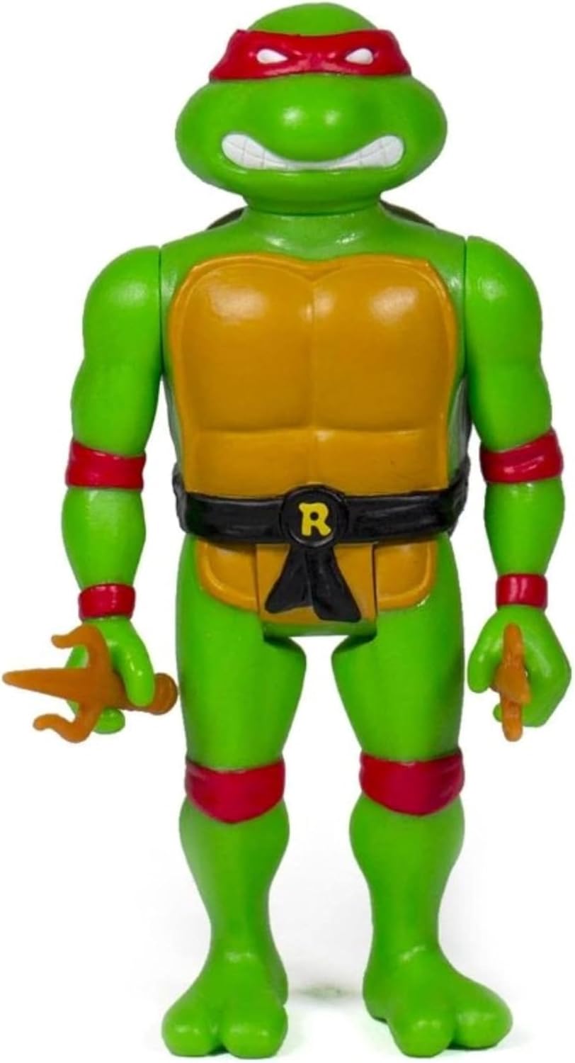 Super 7 Teenage Mutant Ninja Turtles 3.75 in Reaction Figure – 5 pc Bundle – Donatello, Leonardo, Michelangelo, Raphel, Casey Jones Action Figure Set, Green, SPR997745