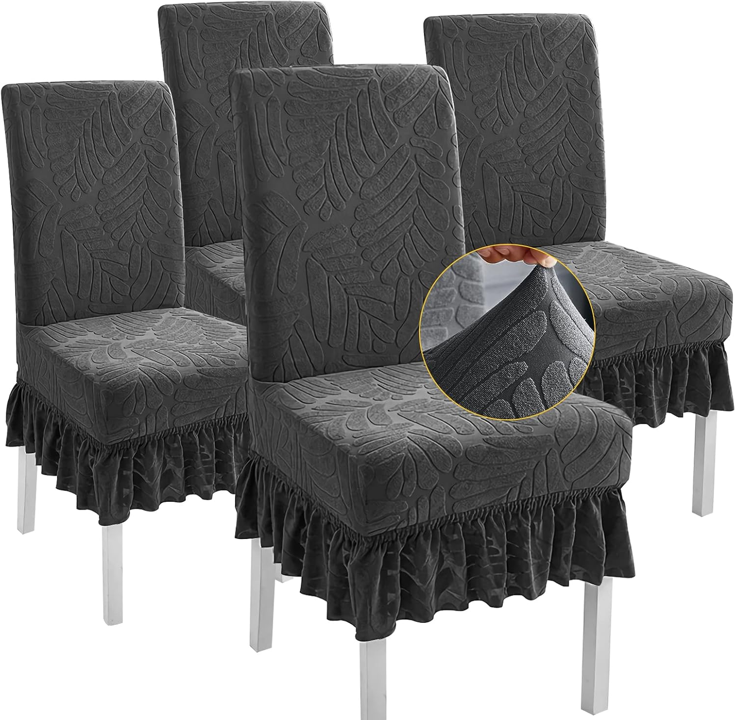 Dining Chair Covers with Skirt Set of 4 Chair Covers for