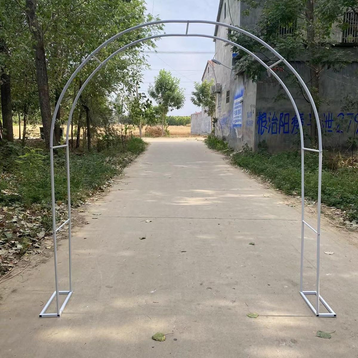 Metalowy łuk ogrodowy, odporna na warunki atmosferyczne, kratka do roślin pnących, 120 x 220, 180 x 220, 350 x 220 cm, dekoracje ślubne, kolor biały, solidna altana do użytku na zewnątrz