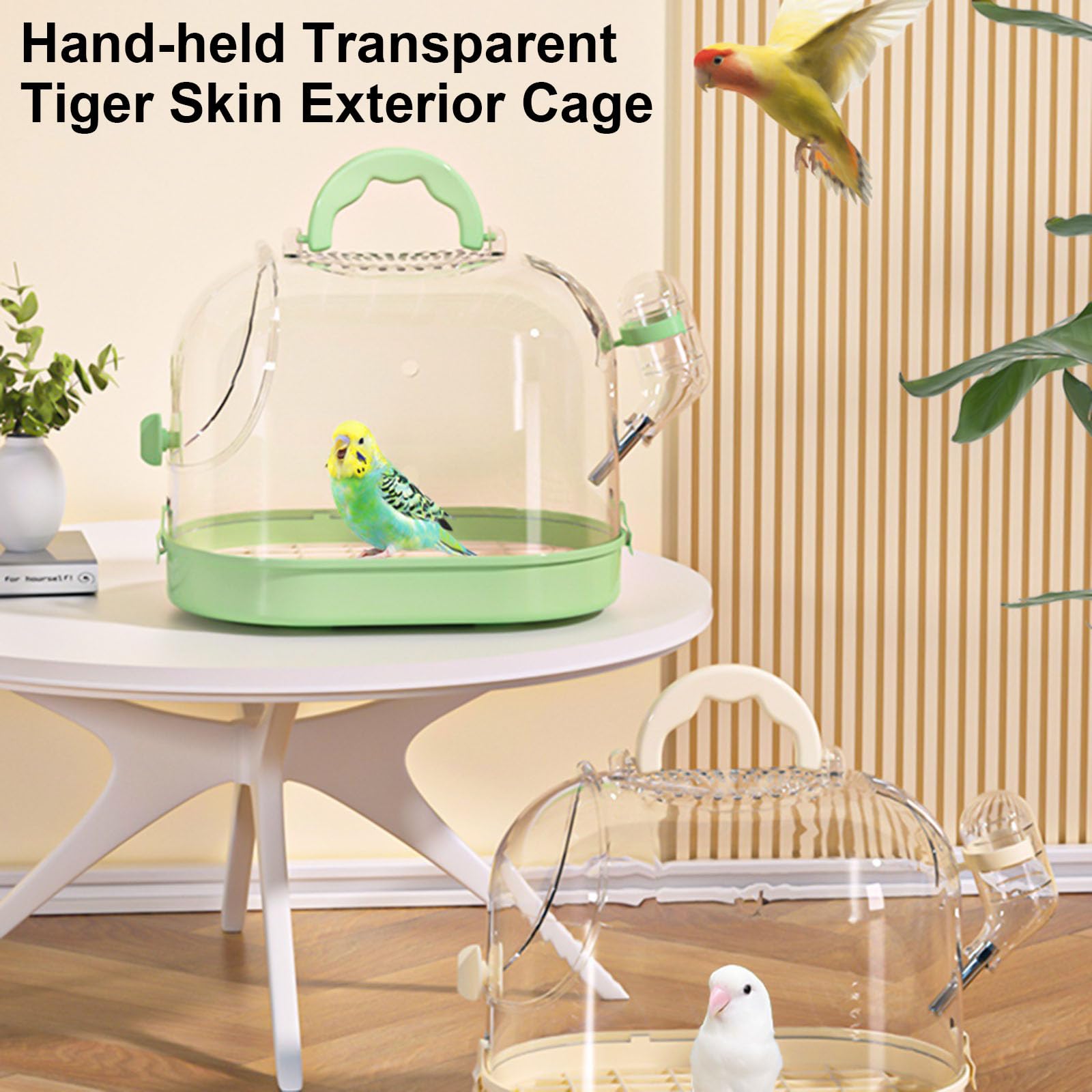 Vielseitiger Vogelkäfig für Reisen, transparenter Vogelkäfig mit Futterspendern und Bodengittern für den Außenbereich, Beobachtungskäfig