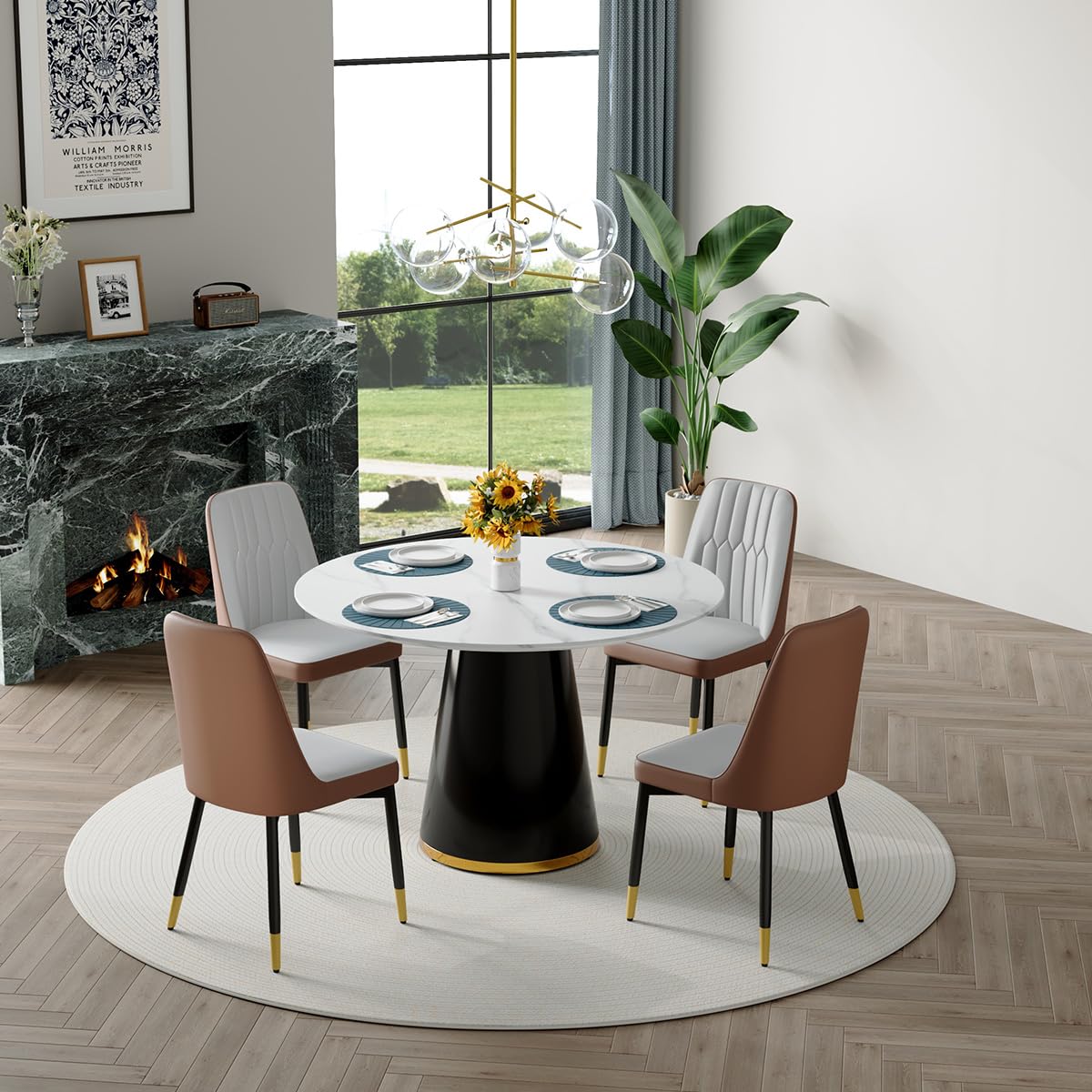 Amazon.com - BAOPIN Round Dining Table Set for 4, Modern Round Dining ...
