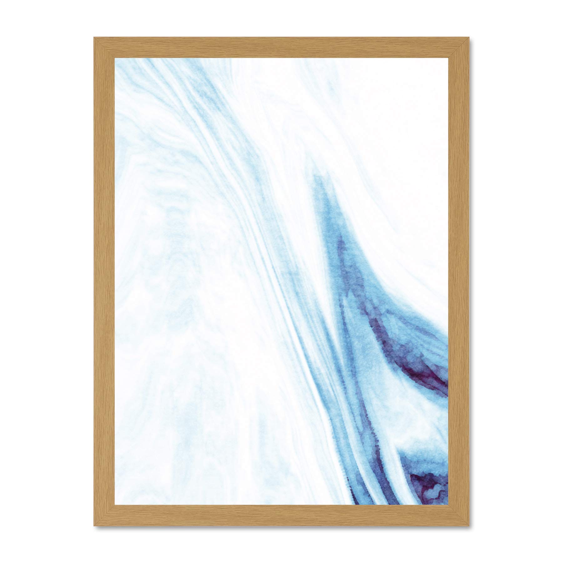 Wee Blue Coo Abstract Blue Watercolour Waves Large Framed Art Print Wall Poster 18x24 inch