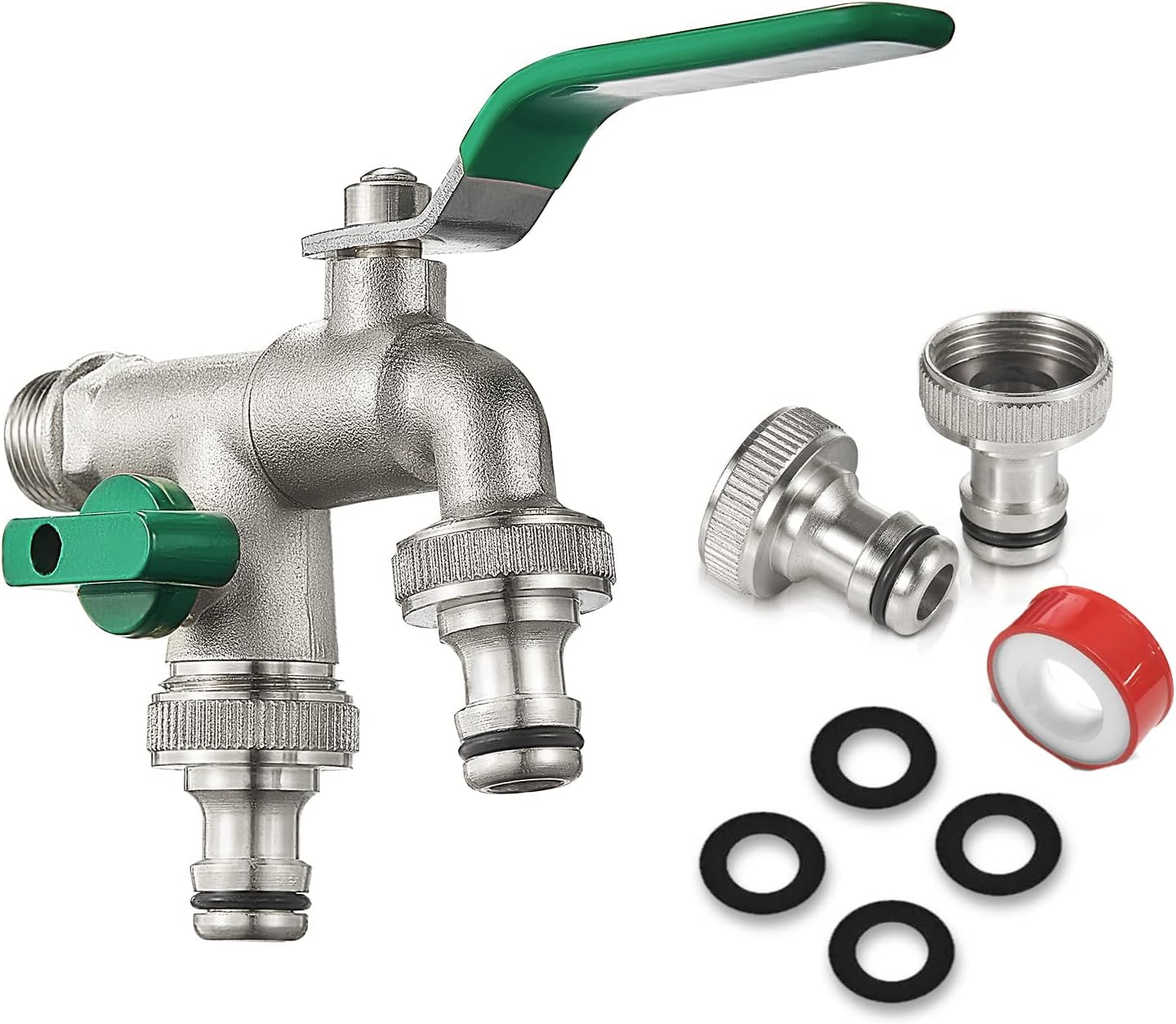 DIYARTS Premium Brass Double Water Tap, 1/2'' Inch Garden Tap Double