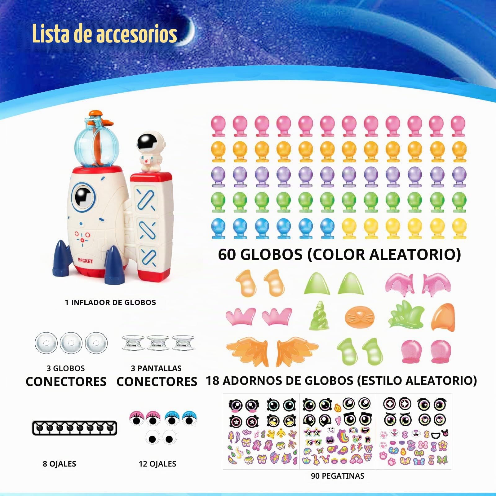 nicknack Nano Art Kit con Inflador de Globos Cohete, 195 Piezas Manualidades para Niños - Juego para Hacer Burbujas Pegajosas, Juguete Educativo y Creativo