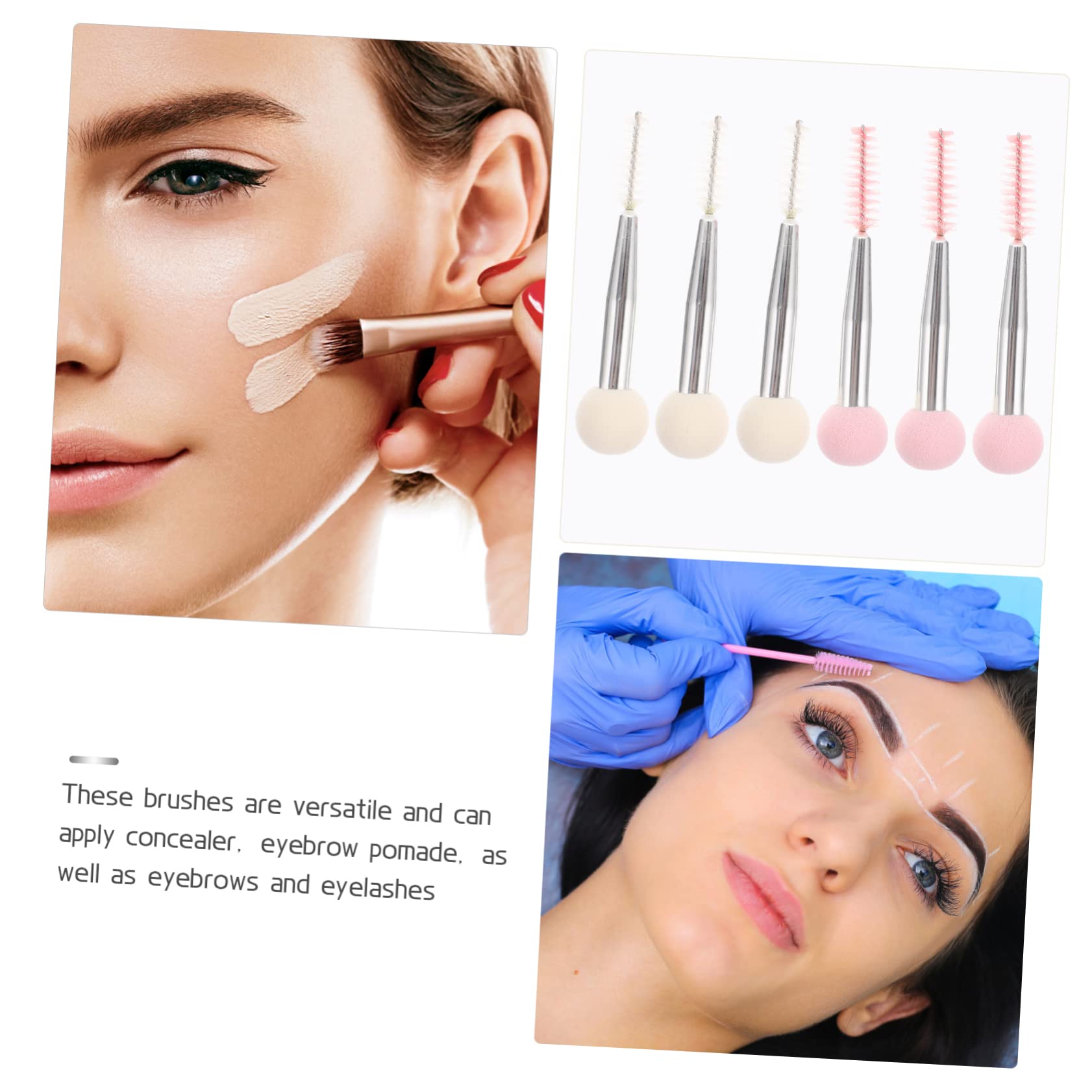 Set Di 5 Pennelli Per Il Trucco A Doppia Estremità Spugne Per Ciglia E Sopracciglia Applicatore Per Il Trucco 6 Pezzi*5