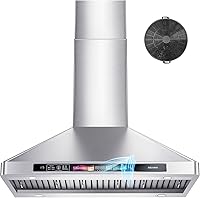 Vista 1 de BRANO 36 Inch Wall Mount Range Hood 900 CFM with Voice/Gesture/Touch Control, Stainless Steel Vent Hood with 4 Speed, 4 Adjustable Lights