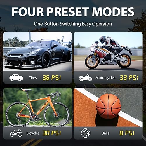 Miniatura 2 de Inflador de neumáticos, bomba de compresor de aire portátil de 120 W para neumáticos de automóvil con detección de presión de neumáticos
