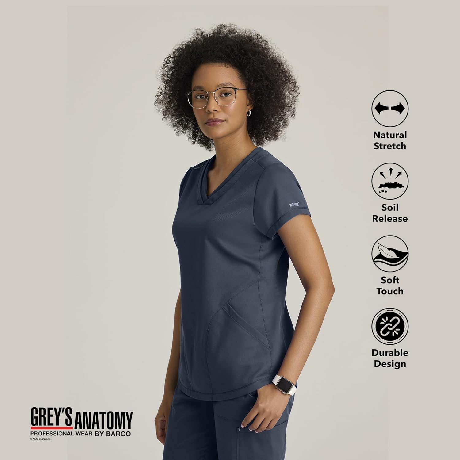 Grey’s Anatomy by BARCO Evelyn Scrub Top for Women – 3-Pocket V-Neck Scrub Shirt with Natural Stretch, & Soil Release Fabric - Image 5