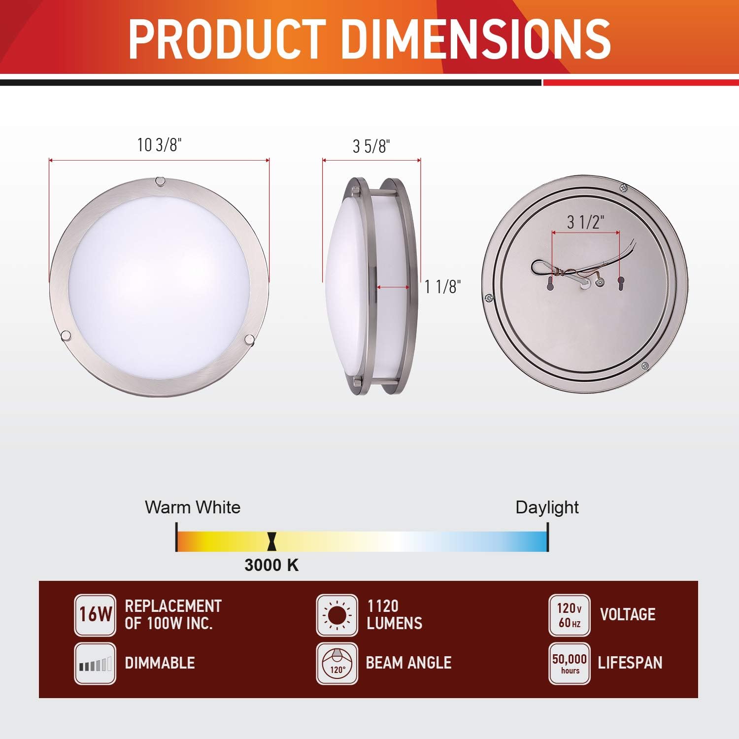 OSTWIN 12 Inch LED Flush Mount Ceiling Light, 20W (160W Equivalent), 1400 Lm, Dimmable Close to Ceiling Light Fixture for Kitchen Hallway Laundry, Brushed Nickel, 4000K, Energy Star, ETL : Everything Else