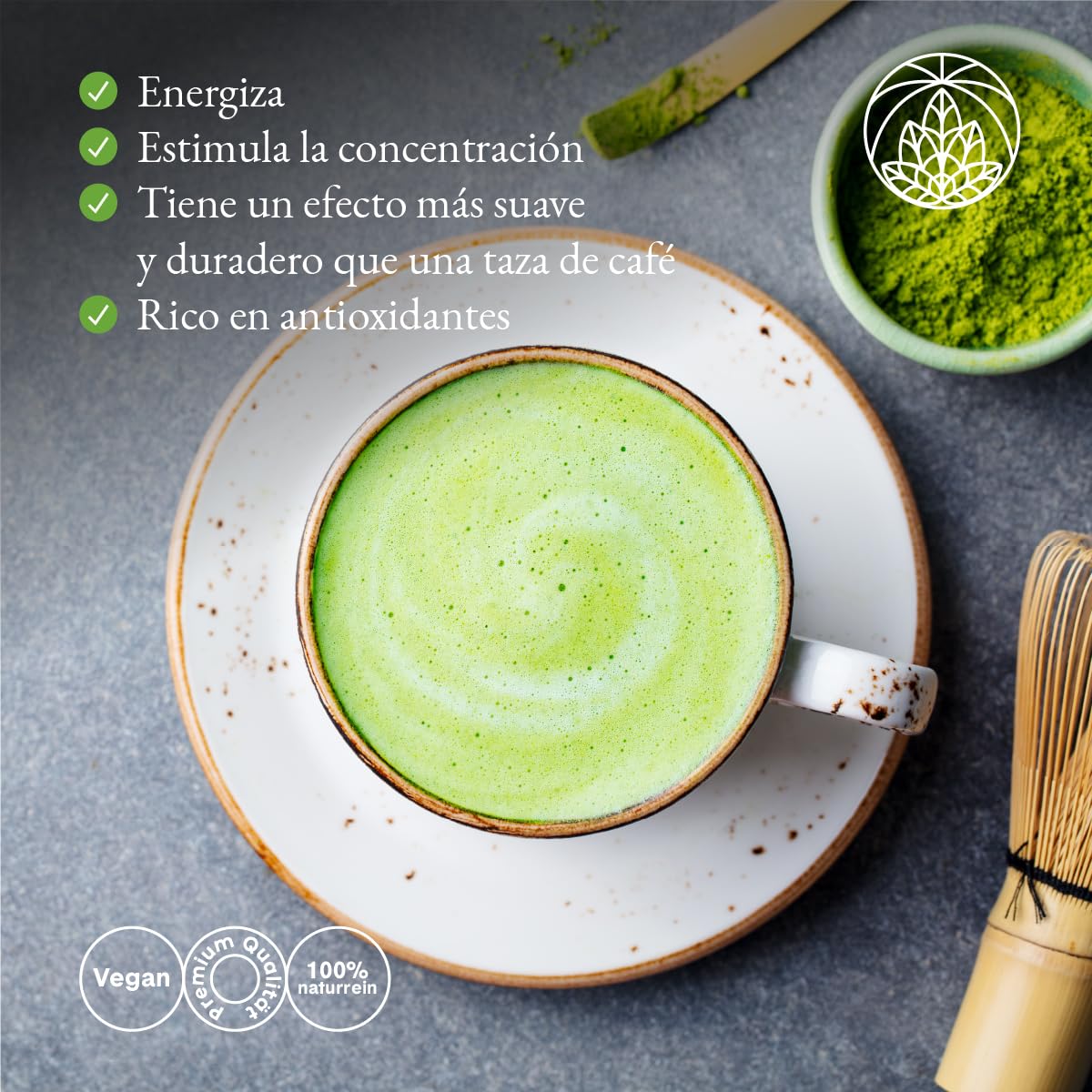 Organic Matcha Tea Powder from Japan Monte Nativo (100g) - Organic Macha Tea - Herbal Infusions - Green Tea - Carefully Cut and Dried - 100% Pure and Natural