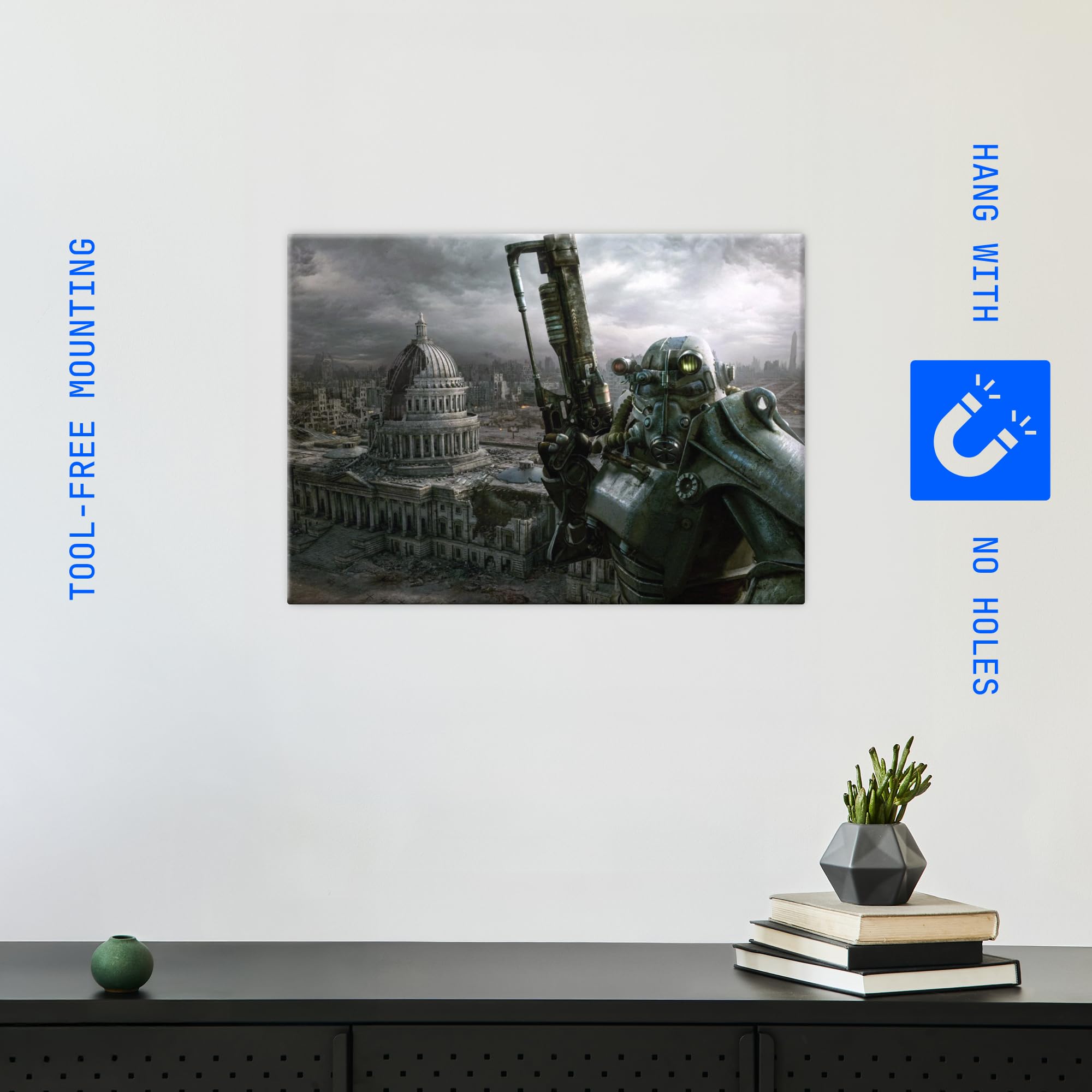 Displate - Póster de Metal - Montado con Imán - Fallout - Mech Suit Horizontal