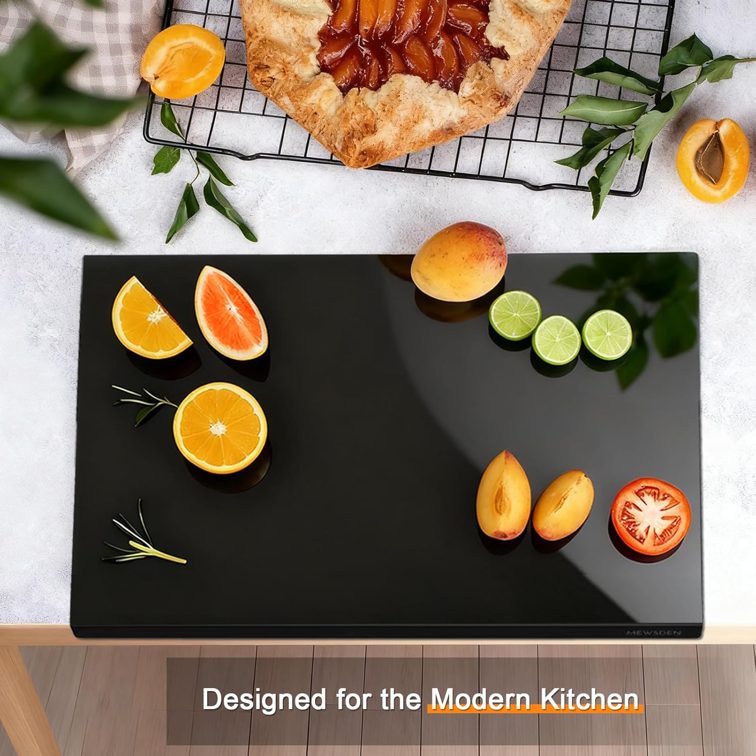 Black Cutting Boards for Kitchen, Large Acrylic Cutting Board with Counter Lip Countertop Protector, Non-Slip Tablas Para Picar Cocina, Kitchen Decor Apartment Essentials House Warming Gifts(24"x18")