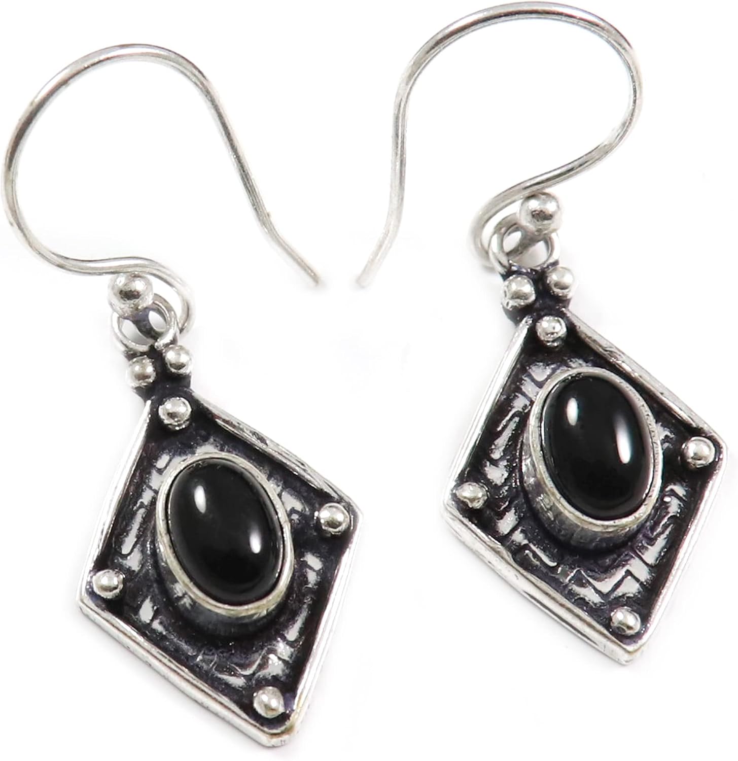 Grey Moonstone Black Onyx Peridot Faceted Gemstone 925 Sterling Silver Drop/Dangle Earring Handmade Jewelry Goyal Exports SEG165