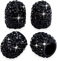 MEAJOO 4PCS Bling Crystal Diamond Tire Valve Stem Caps - Dustproof, Corrosion-Resistant Covers for Cars, Trucks, SUVs, Bikes (Black)