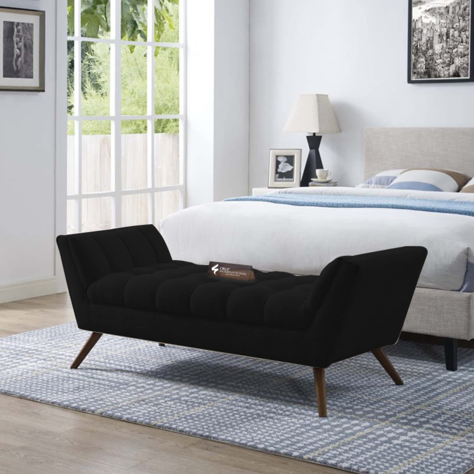 Cruz International 3 Seater Solid Wood Plus Sette & Diwan (Black, Width 18 Inch)-image-49